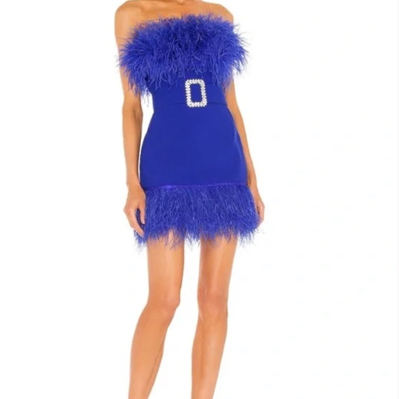 Bronx and Banco Lola Dress. Ostrich feathers and embellished belt. NYE Holiday - Picture 1 of 3